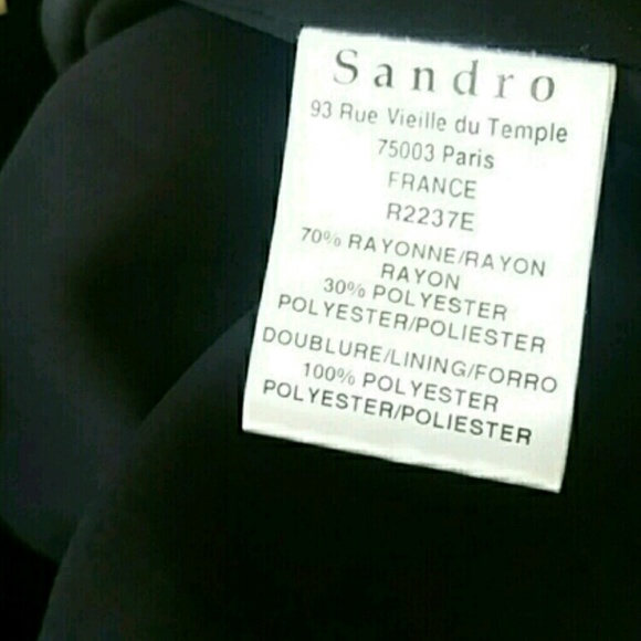 Sandro dress size medium butterfly shoulder sequin dark navy blue - Picture 6 of 7